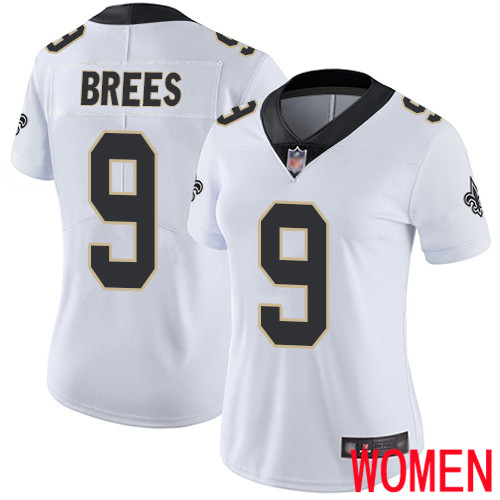 New Orleans Saints Limited White Women Drew Brees Road Jersey NFL Football #9 Vapor Untouchable Jersey->youth nfl jersey->Youth Jersey
